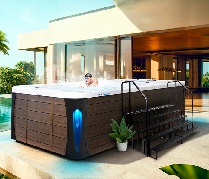Calspas hot tub being used in a family setting - Madera